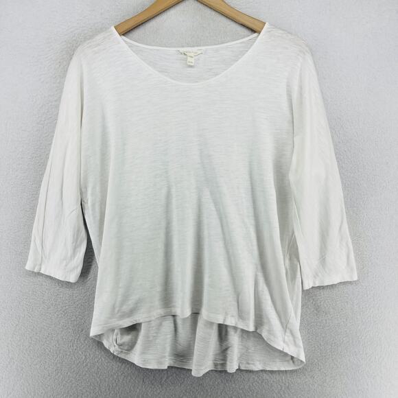 Eileen Fisher Tops - EILEEN FISHER Top XS Tunic Organic Cotton Jersey V-Neck 3/4 Sleeve White